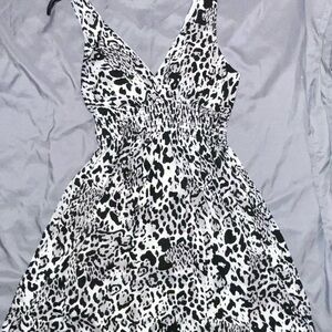 Blush Black and White Leopard Print Dress